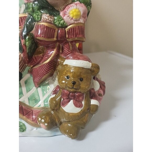 Festive Design Colorful Hand Painted Ceramic Santa Claus cookie jar 13 inches - Picture 3 of 16